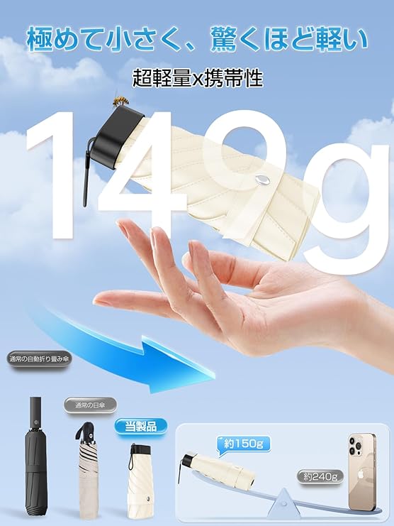 UVカット軽量ポケット折りたたみ傘